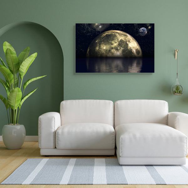 Fictional Planets & The Ocean D2 Canvas Painting Synthetic Frame-Paintings MDF Framing-AFF_FR-IC 5003624 IC 5003624, 3D, Abstract Expressionism, Abstracts, Astronomy, Cosmology, Illustrations, Landscapes, Scenic, Science Fiction, Semi Abstract, Space, Sunsets, Surrealism, fictional, planets, the, ocean, d2, canvas, painting, for, bedroom, living, room, engineered, wood, frame, abstract, background, earth, global, globe, illustration, landscape, moon, planet, render, science, fiction, sea, sky, sunset, surre
