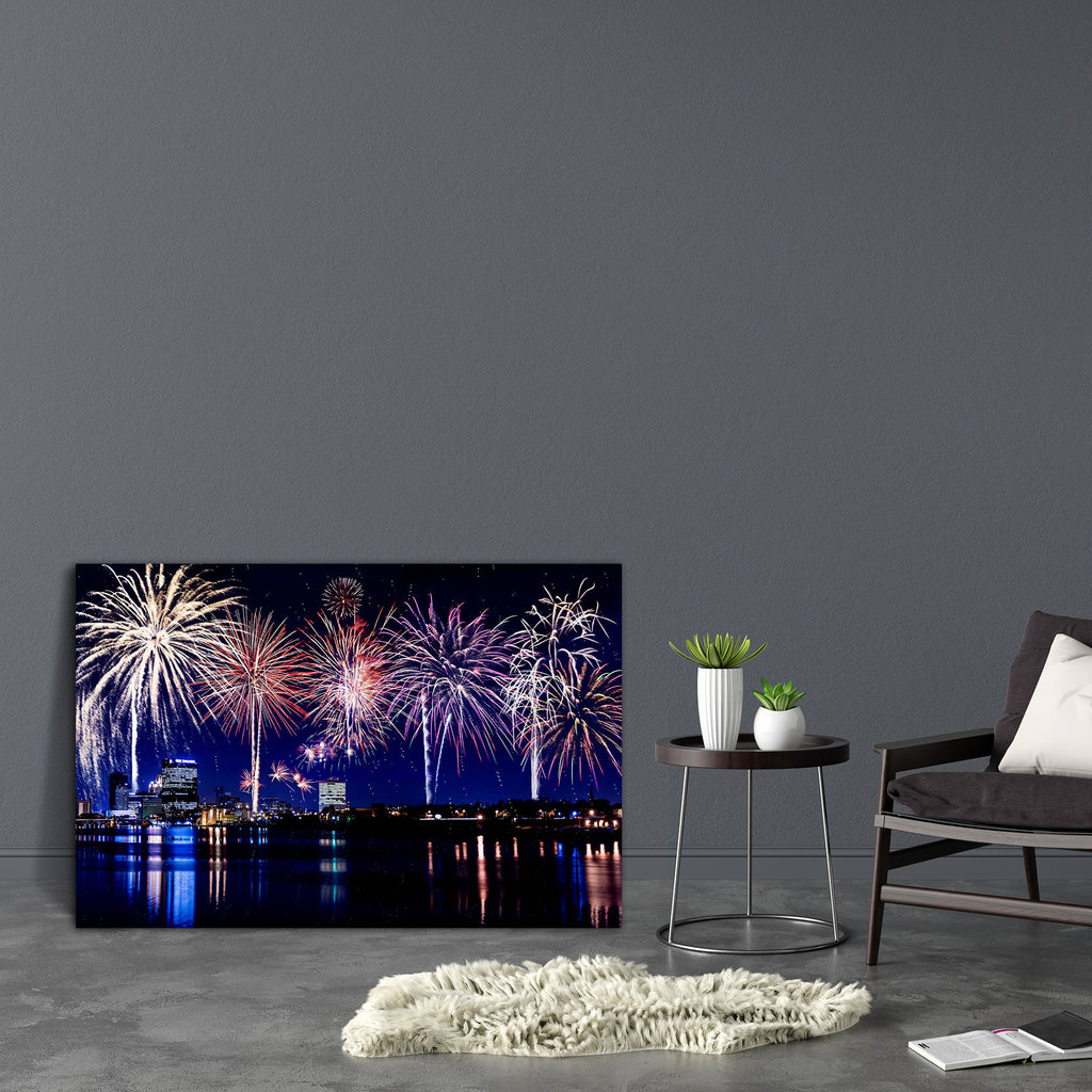 Downtown Toledo Ohio, USA Canvas Painting Synthetic Frame-Paintings MDF Framing-AFF_FR-IC 5003641 IC 5003641, American, Architecture, Cities, City Views, Festivals and Occasions, Festive, Holidays, Landscapes, Modern Art, Panorama, Scenic, Urban, downtown, toledo, ohio, usa, canvas, painting, synthetic, frame, beautiful, blue, buildings, celebration, city, evening, fireworks, holiday, landscape, lights, modern, new, year, s, night, nighttime, pyrotechnics, reflecting, reflection, river, sky, skyscrapers, wa
