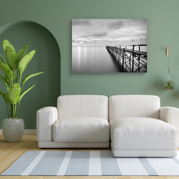 Beach Wooden Pier Canvas Painting Synthetic Frame-Paintings MDF Framing-AFF_FR-IC 5003653 IC 5003653, Black, Black and White, Landscapes, Nature, Perspective, Photography, Rural, Scenic, White, Wooden, beach, pier, canvas, painting, for, bedroom, living, room, engineered, wood, frame, and, landscape, bridge, bw, clouds, coast, concept, contrast, dark, day, daylight, footbridge, horizon, ko, lake, nobody, old, outdoors, peace, pond, quiet, reflection, relax, rest, river, sea, shore, silence, sky, summer, sun