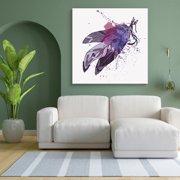 Feathers With Watercolor Splash Canvas Painting Synthetic Frame-Paintings MDF Framing-AFF_FR-IC 5003657 IC 5003657, African, American, Art and Paintings, Aztec, Birds, Books, Culture, Decorative, Drawing, Ethnic, Geometric, Geometric Abstraction, Illustrations, Indian, Nature, Paintings, Patterns, Scenic, Sketches, Spiritual, Splatter, Traditional, Tribal, Watercolour, World Culture, feathers, with, watercolor, splash, canvas, painting, for, bedroom, living, room, engineered, wood, frame, feather, grunge, a