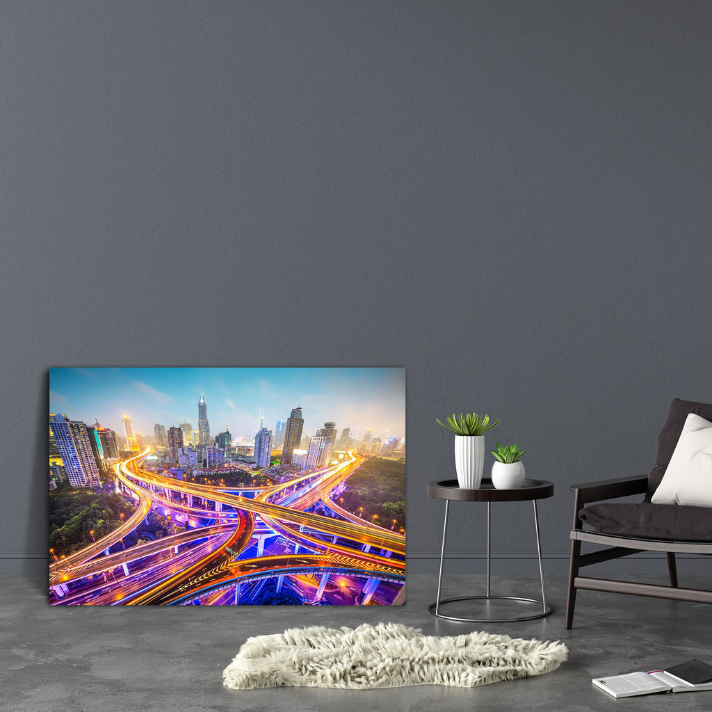 Shanghai, China Canvas Painting Synthetic Frame-Paintings MDF Framing-AFF_FR-IC 5003662 IC 5003662, Architecture, Asian, Automobiles, Business, Chinese, Cities, City Views, Landmarks, Modern Art, Places, Skylines, Sunsets, Transportation, Travel, Vehicles, shanghai, china, canvas, painting, synthetic, frame, highway, interchange, junction, aerial, view, asia, district, cbd, central, city, cityscape, downtown, dusk, elevated, evening, expressway, famous, place, finance, financial, infrastructure, landmark, m