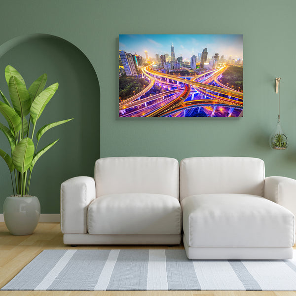 Shanghai, China Canvas Painting Synthetic Frame-Paintings MDF Framing-AFF_FR-IC 5003662 IC 5003662, Architecture, Asian, Automobiles, Business, Chinese, Cities, City Views, Landmarks, Modern Art, Places, Skylines, Sunsets, Transportation, Travel, Vehicles, shanghai, china, canvas, painting, for, bedroom, living, room, engineered, wood, frame, highway, interchange, junction, aerial, view, asia, district, cbd, central, city, cityscape, downtown, dusk, elevated, evening, expressway, famous, place, finance, fin