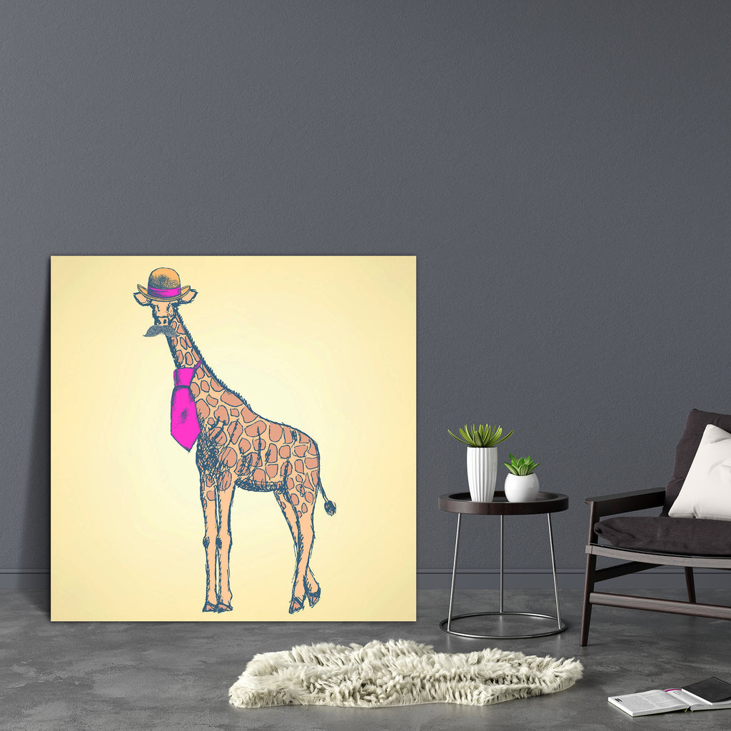 Giraffe Hipster In Hat & Tie With Mustache Canvas Painting Synthetic Frame-Paintings MDF Framing-AFF_FR-IC 5003666 IC 5003666, African, Ancient, Animals, Art and Paintings, Business, Drawing, Fashion, Hipster, Historical, Illustrations, Medieval, Retro, Sketches, Vintage, giraffe, in, hat, tie, with, mustache, canvas, painting, synthetic, frame, africa, animal, apparel, art, backdrop, background, bowler, cap, classic, clothes, clothing, color, colorful, cravat, cute, draw, elegance, engraving, fabric, facia