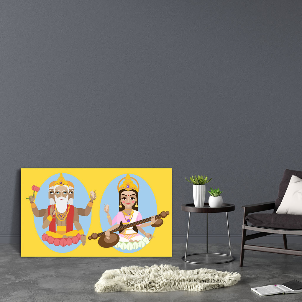 Brahma & Sarasvati Devi Canvas Painting Synthetic Frame-Paintings MDF Framing-AFF_FR-IC 5003677 IC 5003677, God Brahma, Goddess Saraswati, Hinduism, Illustrations, Religion, Religious, brahma, sarasvati, devi, canvas, painting, synthetic, frame, illustration, lord, artzfolio, wall decor for living room, wall frames for living room, frames for living room, wall art, canvas painting, wall frame, scenery, panting, paintings for living room, framed wall art, wall painting, scenery painting, framed wall painting