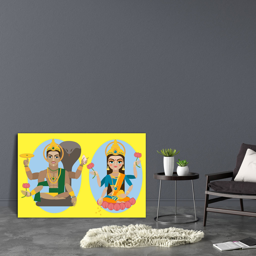 Lord Vishnu & Mata Lakshmi Canvas Painting Synthetic Frame-Paintings MDF Framing-AFF_FR-IC 5003678 IC 5003678, Abstract Expressionism, Abstracts, Art and Paintings, Cities, City Views, Culture, Ethnic, God Shiv, God Vishnu, Hinduism, Illustrations, Indian, Mandala, Music, Music and Dance, Music and Musical Instruments, Paintings, People, Religion, Religious, Semi Abstract, Signs, Signs and Symbols, Spiritual, Symbols, Traditional, Tribal, World Culture, lord, vishnu, mata, lakshmi, canvas, painting, synthet