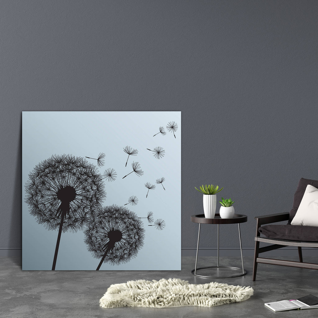 Black Flowers Dandelions Canvas Painting Synthetic Frame-Paintings MDF Framing-AFF_FR-IC 5003679 IC 5003679, Abstract Expressionism, Abstracts, Art and Paintings, Black, Black and White, Botanical, Conceptual, Decorative, Digital, Digital Art, Drawing, Floral, Flowers, Graphic, Illustrations, Landscapes, Love, Modern Art, Nature, Patterns, Romance, Scenic, Seasons, Semi Abstract, Signs, Signs and Symbols, White, dandelions, canvas, painting, synthetic, frame, dandelion, landscape, pollen, abstract, blowing,