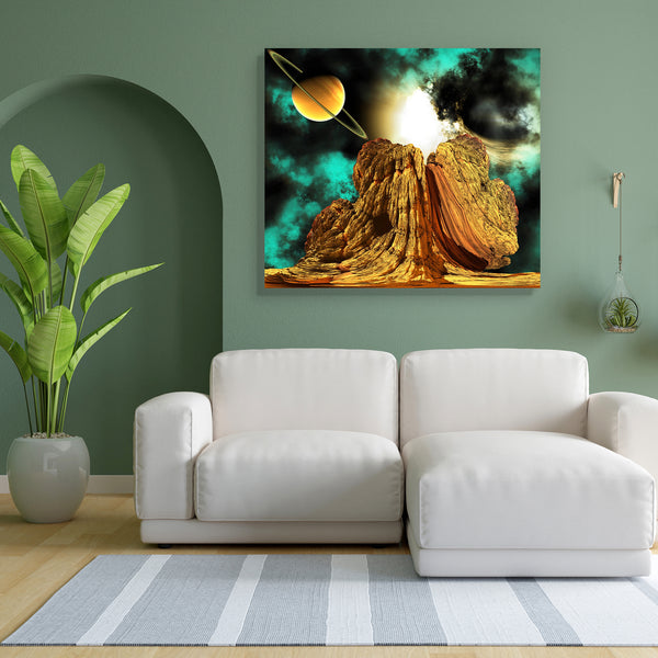 Alien Rock & A Planet Canvas Painting Synthetic Frame-Paintings MDF Framing-AFF_FR-IC 5003689 IC 5003689, Astrology, Astronomy, Conceptual, Cosmology, Digital, Digital Art, Fantasy, Graphic, Horoscope, Illustrations, Science Fiction, Space, Stars, Sun Signs, Zodiac, alien, rock, a, planet, canvas, painting, for, bedroom, living, room, engineered, wood, frame, asteroid, background, barren, cosmos, deep, discovery, distant, exoplanet, exploration, extraterrestrial, fiction, futuristic, galaxy, glowing, gravit