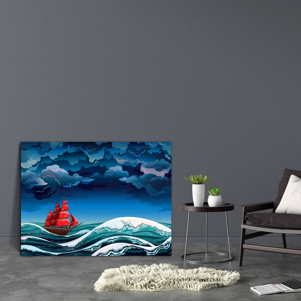 Night Seascape With Red Sailboat Canvas Painting Synthetic Frame-Paintings MDF Framing-AFF_FR-IC 5003712 IC 5003712, Animated Cartoons, Boats, Caricature, Cartoons, Illustrations, Landscapes, Nature, Nautical, Scenic, night, seascape, with, red, sailboat, canvas, painting, synthetic, frame, storm, stormy, sea, clouds, ship, cloud, background, big, blue, boat, cartoon, cloudscape, cloudy, color, cruise, cumulus, danger, dark, environment, heaven, hurricane, illustration, landscape, natural, ocean, outdoor, p