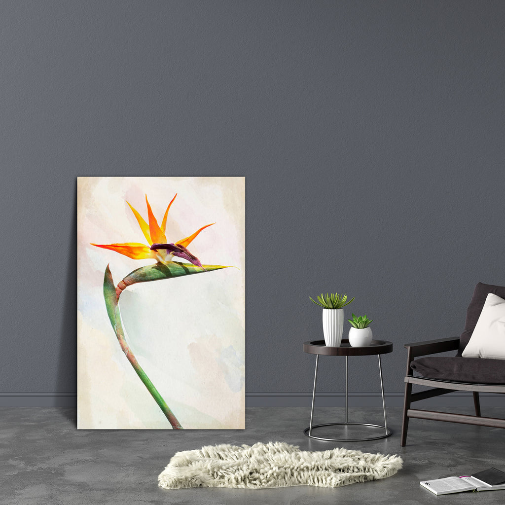 Exotic Bird Of Paradise Flower Canvas Painting Synthetic Frame-Paintings MDF Framing-AFF_FR-IC 5003713 IC 5003713, Ancient, Art and Paintings, Birds, Botanical, Drawing, Floral, Flowers, Historical, Illustrations, Medieval, Nature, Paintings, Scenic, Seasons, Sketches, Tropical, Vintage, Watercolour, exotic, bird, of, paradise, flower, canvas, painting, synthetic, frame, art, beauty, blooming, blossom, botany, bud, color, elegance, foliage, fragility, green, herb, illustration, image, nobody, orange, painte
