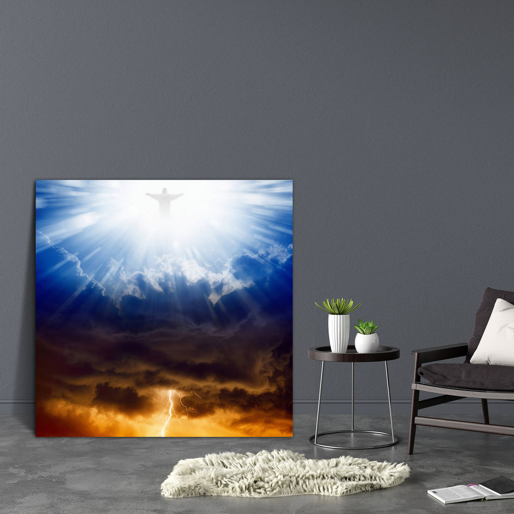 Jesus Christ D4 Canvas Painting Synthetic Frame-Paintings MDF Framing-AFF_FR-IC 5003718 IC 5003718, Christianity, Jesus, Landscapes, Religion, Religious, Scenic, Sunsets, christ, d4, canvas, painting, synthetic, frame, heaven, resurrection, clouds, hell, and, of, good, evil, judgment, heavens, judgement, day, god, in, sin, thunder, awe, beam, belief, bible, blue, bright, cloud, dark, dramatic, eternity, faith, holy, hope, inferno, light, lightning, bolt, sky, moody, perfect, prayer, ray, shine, shiny, silho