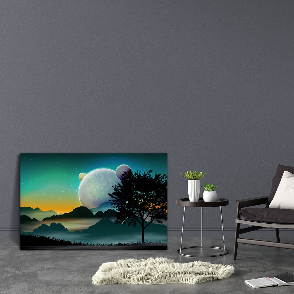 Space Landscape With Planets Canvas Painting Synthetic Frame-Paintings MDF Framing-AFF_FR-IC 5003721 IC 5003721, Art and Paintings, Astronomy, Automobiles, Cosmology, Drawing, Illustrations, Landscapes, Nature, Scenic, Science Fiction, Seasons, Signs, Signs and Symbols, Space, Stars, Transportation, Travel, Vehicles, landscape, with, planets, canvas, painting, synthetic, frame, art, background, cloud, copyspace, cosmos, countryside, desert, design, exploration, fiction, field, foliage, green, horizon, horiz