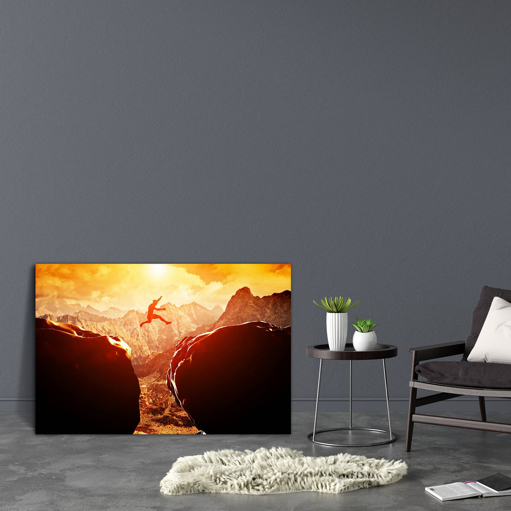 Two Rocky Mountains Canvas Painting Synthetic Frame-Paintings MDF Framing-AFF_FR-IC 5003724 IC 5003724, Mountains, Sports, Sunsets, two, rocky, canvas, painting, synthetic, frame, challenge, success, sport, courage, power, freedom, extreme, challenges, brave, adrenaline, precipice, gap, life, adventure, victory, mountain, strength, strong, cliff, adrenalin, joy, abyss, jump, positive, energy, risk, achievement, explore, free, win, emotions, active, activity, dangerous, difficult, emotion, fly, fun, happines