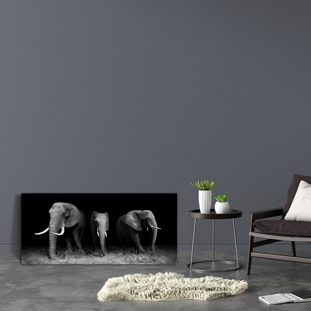 Wild African Elephants Canvas Painting Synthetic Frame-Paintings MDF Framing-AFF_FR-IC 5003732 IC 5003732, African, Animals, Automobiles, Black, Black and White, Nature, Scenic, Transportation, Travel, Vehicles, White, Wildlife, wild, elephants, canvas, painting, synthetic, frame, africa, animal, big, botswana, conservation, elephant, endangered, herbivore, huge, ivory, large, loxodonta, mammal, pachyderm, safari, strong, tourism, tourist, trunk, tusks, artzfolio, wall decor for living room, wall frames for
