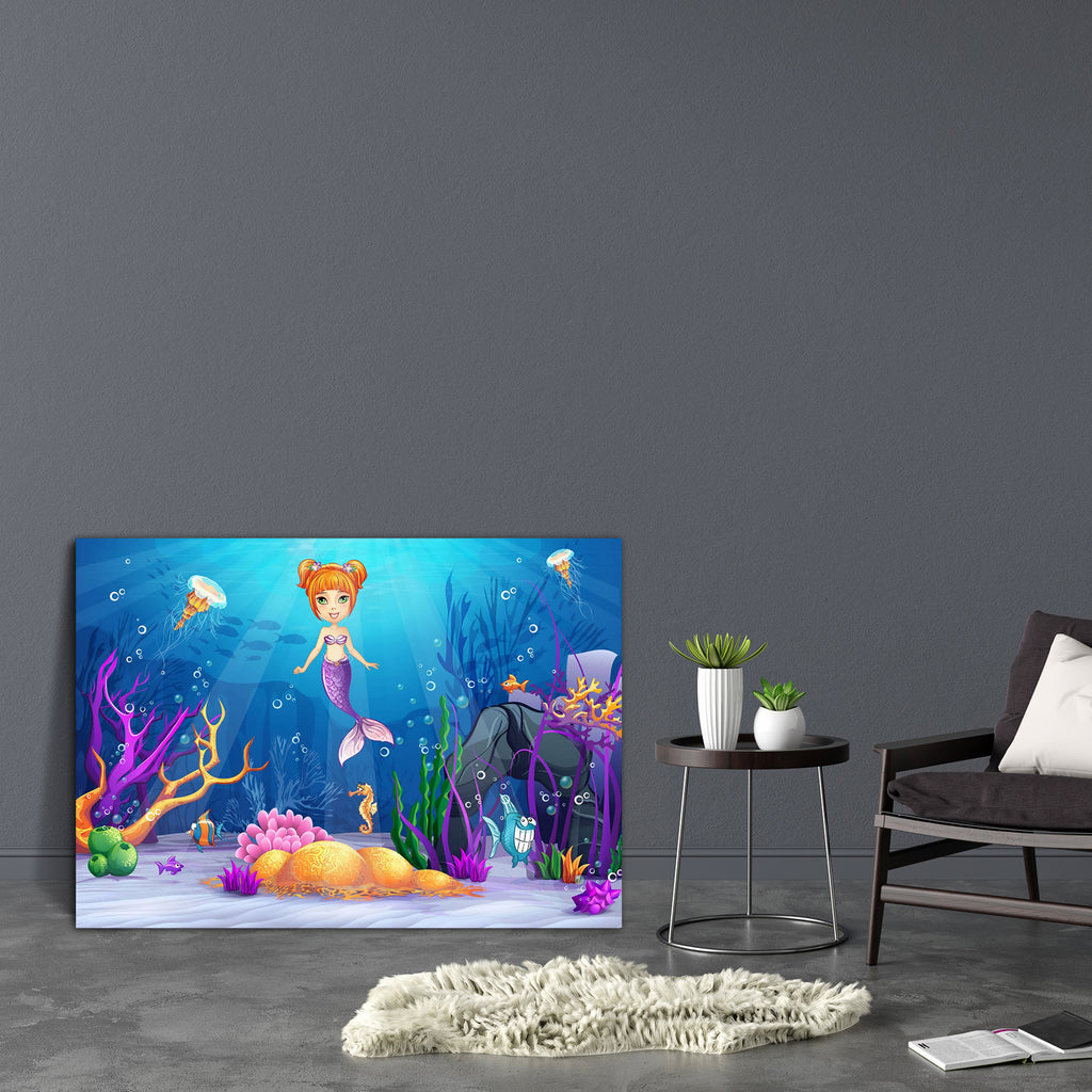 Funny Fish & A Mermaid Canvas Painting Synthetic Frame-Paintings MDF Framing-AFF_FR-IC 5003746 IC 5003746, Animals, Animated Cartoons, Art and Paintings, Caricature, Cartoons, Comedy, Comics, Drawing, Humor, Humour, Illustrations, Marble and Stone, Mermaid, Nature, Paintings, Pets, Scenic, Tropical, funny, fish, a, canvas, painting, synthetic, frame, underwater, world, cartoon, cute, character, mermaids, algae, amusing, animated, art, backgrounds, bottom, characters, cheerful, corals, depth, fishing, fun, h