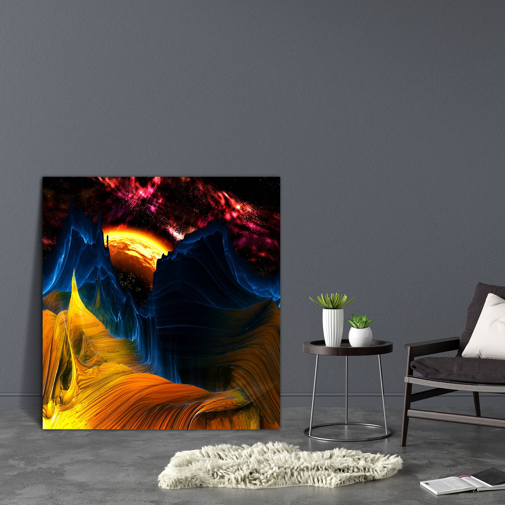 Alien Mountains With Space Canvas Painting Synthetic Frame - Paintings MDF Framing - ArtzFolio.com