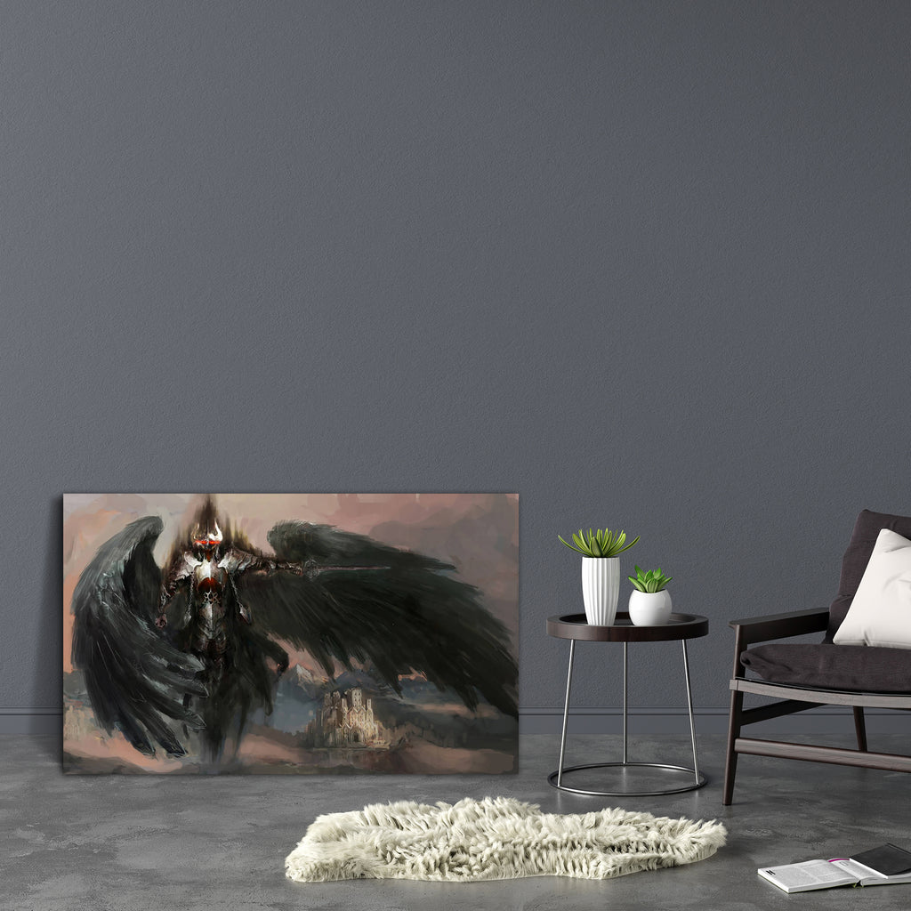 Fallen Angel D2 Canvas Painting Synthetic Frame-Paintings MDF Framing-AFF_FR-IC 5003800 IC 5003800, Art and Paintings, Fantasy, Illustrations, fallen, angel, d2, canvas, painting, synthetic, frame, knight, of, death, raven, dark, satan, muerte, demon, armor, arousal, art, blind, curse, damn, devil, doom, evil, feathers, helm, illustration, monster, sword, winds, artzfolio, wall decor for living room, wall frames for living room, frames for living room, wall art, canvas painting, wall frame, scenery, panting