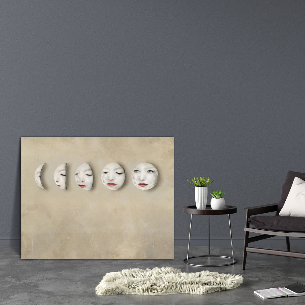 Lunar Phases With Woman'S Face Canvas Painting Synthetic Frame-Paintings MDF Framing-AFF_FR-IC 5003802 IC 5003802, Art and Paintings, Illustrations, Space, Surrealism, lunar, phases, with, woman's, face, canvas, painting, synthetic, frame, art, artistic, background, change, concept, difference, different, dream, dreamy, elegant, faces, female, feminine, femininity, five, full, moon, golden, grunge, half, horizontal, illustration, illustrative, imagination, imaginative, imagine, lightness, line, mood, poetic