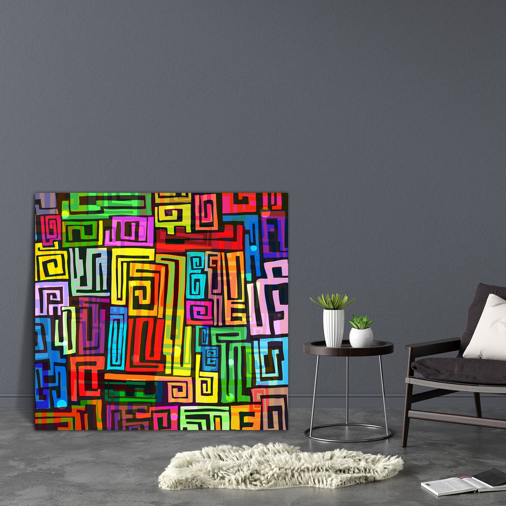 Abstract Colorful Pattern D1 Canvas Painting Synthetic Frame - Paintings MDF Framing - ArtzFolio.com