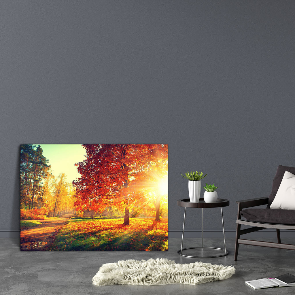Autumn Scene Canvas Painting Synthetic Frame-Paintings MDF Framing-AFF_FR-IC 5003840 IC 5003840, Art and Paintings, Landscapes, Nature, Scenic, Seasons, Sunrises, Sunsets, Wooden, autumn, scene, canvas, painting, synthetic, frame, landscape, tree, trees, fall, leaves, sunrise, maple, forest, leaf, season, foliage, beautiful, colors, woods, oak, park, dawn, red, wood, art, autumnal, beauty, bright, brown, calm, calmness, color, colorful, colour, colourful, environment, evening, fresh, golden, green, light, m
