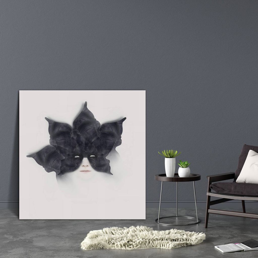 Female With A Bizarre Black Mask Canvas Painting Synthetic Frame-Paintings MDF Framing-AFF_FR-IC 5003844 IC 5003844, Art and Paintings, Asian, Black, Black and White, Botanical, Fashion, Floral, Flowers, Illustrations, Individuals, Nature, Portraits, Realism, Surrealism, White, female, with, a, bizarre, mask, canvas, painting, synthetic, frame, art, artist, artistic, artwork, beautiful, beauty, carnival, caucasian, composition, dark, decoration, extravagant, face, fairy, tail, fascinating, fashionable, flow