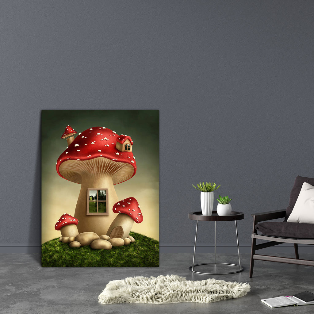 Fantasy Mushroom Canvas Painting Synthetic Frame-Paintings MDF Framing-AFF_FR-IC 5003848 IC 5003848, Fantasy, Illustrations, Landscapes, Nature, Scenic, Signs and Symbols, Surrealism, Symbols, Wooden, mushroom, canvas, painting, synthetic, frame, fairy, mushrooms, enchanted, forest, tale, tales, fairies, magic, house, adventure, colorful, cottage, door, dreams, fairytale, fungus, green, home, illustration, imagination, imagine, landscape, luck, red, story, surreal, sweet, symbol, toadstool, tree, windows, w