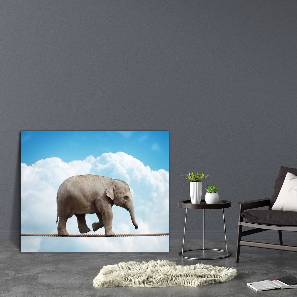 Elehant Calf Balancing On Rope Canvas Painting Synthetic Frame-Paintings MDF Framing-AFF_FR-IC 5003851 IC 5003851, Abstract Expressionism, Abstracts, Animals, Baby, Business, Children, Comedy, Humor, Humour, Kids, Semi Abstract, elehant, calf, balancing, on, rope, canvas, painting, synthetic, frame, elephant, achievement, circus, abstract, acrobat, adversity, animal, aspirations, balance, big, carnival, cloud, cloudscape, colour, concept, concepts, confidence, courage, danger, dangerous, direction, discover