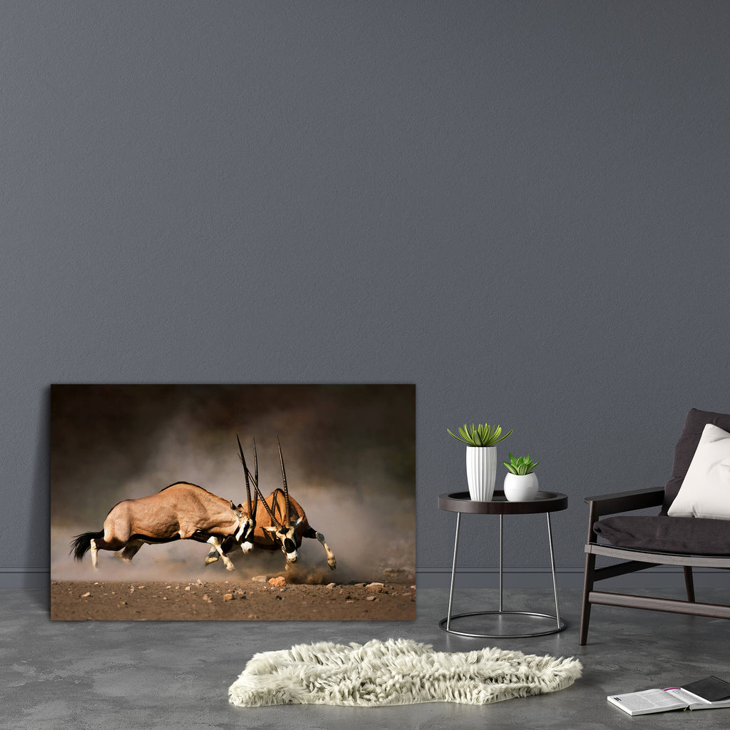 Intense Fight Between Two Male Gemsbok In Etosha Canvas Painting Synthetic Frame-Paintings MDF Framing-AFF_FR-IC 5003887 IC 5003887, African, Animals, Plain, Wildlife, intense, fight, between, two, male, gemsbok, in, etosha, canvas, painting, synthetic, frame, safari, oryx, antelope, action, active, africa, aggression, aggressive, aggressiveness, animal, battle, commotion, dangerous, desert, domination, dual, dust, dusty, fierce, heads, horns, interaction, mammal, motion, movement, nobody, sand, soil, toget