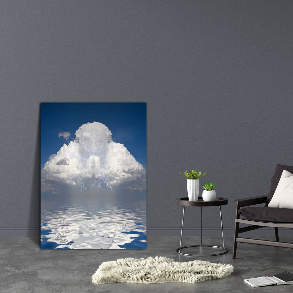 Prayerful Figure In Cloud Canvas Painting Synthetic Frame-Paintings MDF Framing-AFF_FR-IC 5003911 IC 5003911, Black and White, Buddhism, Cities, City Views, Indian, Landscapes, Nature, Religion, Religious, Scenic, Spiritual, White, prayerful, figure, in, cloud, canvas, painting, synthetic, frame, air, background, balance, blue, body, calm, charge, clouds, concentration, concept, contemplation, day, dream, electric, electricity, energy, god, harmony, horizon, human, india, landscape, life, lightning, man, me