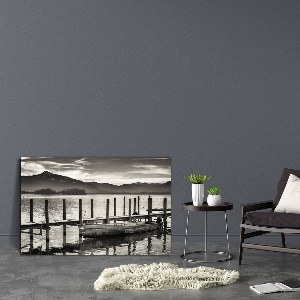 Old Wooden Jetty At The Chiemsee Lake In Bavaria Canvas Painting Synthetic Frame-Paintings MDF Framing-AFF_FR-IC 5003935 IC 5003935, Black and White, Boats, Landscapes, Mountains, Nature, Nautical, Photography, Scenic, White, Wooden, old, jetty, at, the, chiemsee, lake, in, bavaria, canvas, painting, synthetic, frame, black, and, blue, boat, bollard, bridge, brown, calm, color, image, day, harbor, horizon, idyllic, landscape, monochrome, motor, mountain, range, vessel, nobody, obsolete, outdoors, peaceful, 