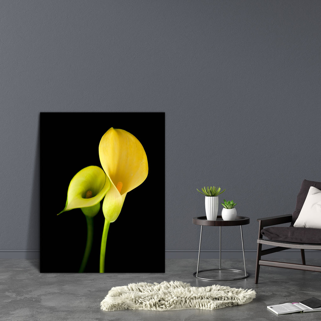 Yellow Calla Lily Flower Canvas Painting Synthetic Frame-Paintings MDF Framing-AFF_FR-IC 5003945 IC 5003945, Black, Black and White, Botanical, Floral, Flowers, Nature, Scenic, yellow, calla, lily, flower, canvas, painting, synthetic, frame, araceae, arum, beautiful, beauty, in, bloom, blossom, cut, out, cutout, edge, elegant, flora, flowering, fresh, freshness, green, herbaceous, isolated, on, life, nobody, perennial, petal, plant, single, smooth, zantedeschia, artzfolio, wall decor for living room, wall f