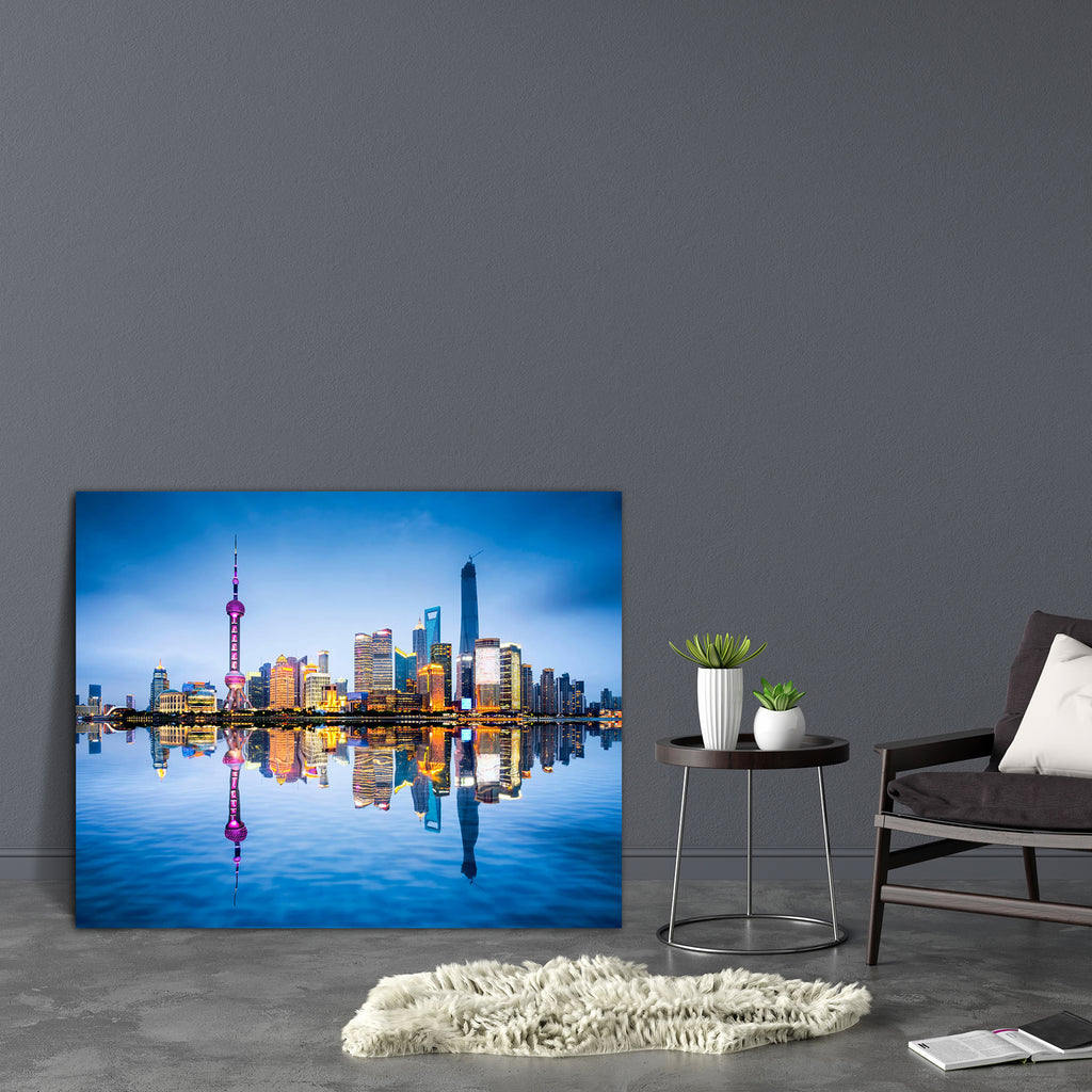 Shanghai City Skyline Of Pudong District, China D1 Canvas Painting Synthetic Frame-Paintings MDF Framing-AFF_FR-IC 5003950 IC 5003950, Architecture, Asian, Automobiles, Business, Chinese, Cities, City Views, Landmarks, Modern Art, Places, Skylines, Sunsets, Transportation, Travel, Vehicles, shanghai, city, skyline, of, pudong, district, china, d1, canvas, painting, synthetic, frame, asia, attraction, buildings, cbd, central, cityscape, destination, downtown, dusk, evening, famous, finance, financial, landma