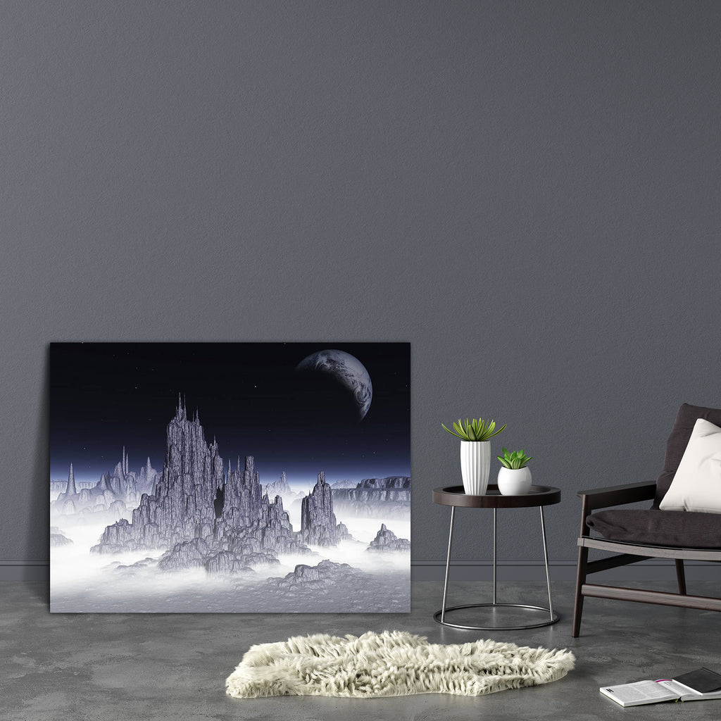 Planet Landscape Canvas Painting Synthetic Frame-Paintings MDF Framing-AFF_FR-IC 5003970 IC 5003970, 3D, Abstract Expressionism, Abstracts, Art and Paintings, Astronomy, Cosmology, Digital, Digital Art, Fantasy, Futurism, Graphic, Illustrations, Landscapes, Mountains, Nature, Scenic, Science Fiction, Semi Abstract, Space, planet, landscape, canvas, painting, synthetic, frame, abstract, alien, apocalypse, art, artwork, background, dark, fiction, future, futuristic, galactic, grim, illustration, light, render