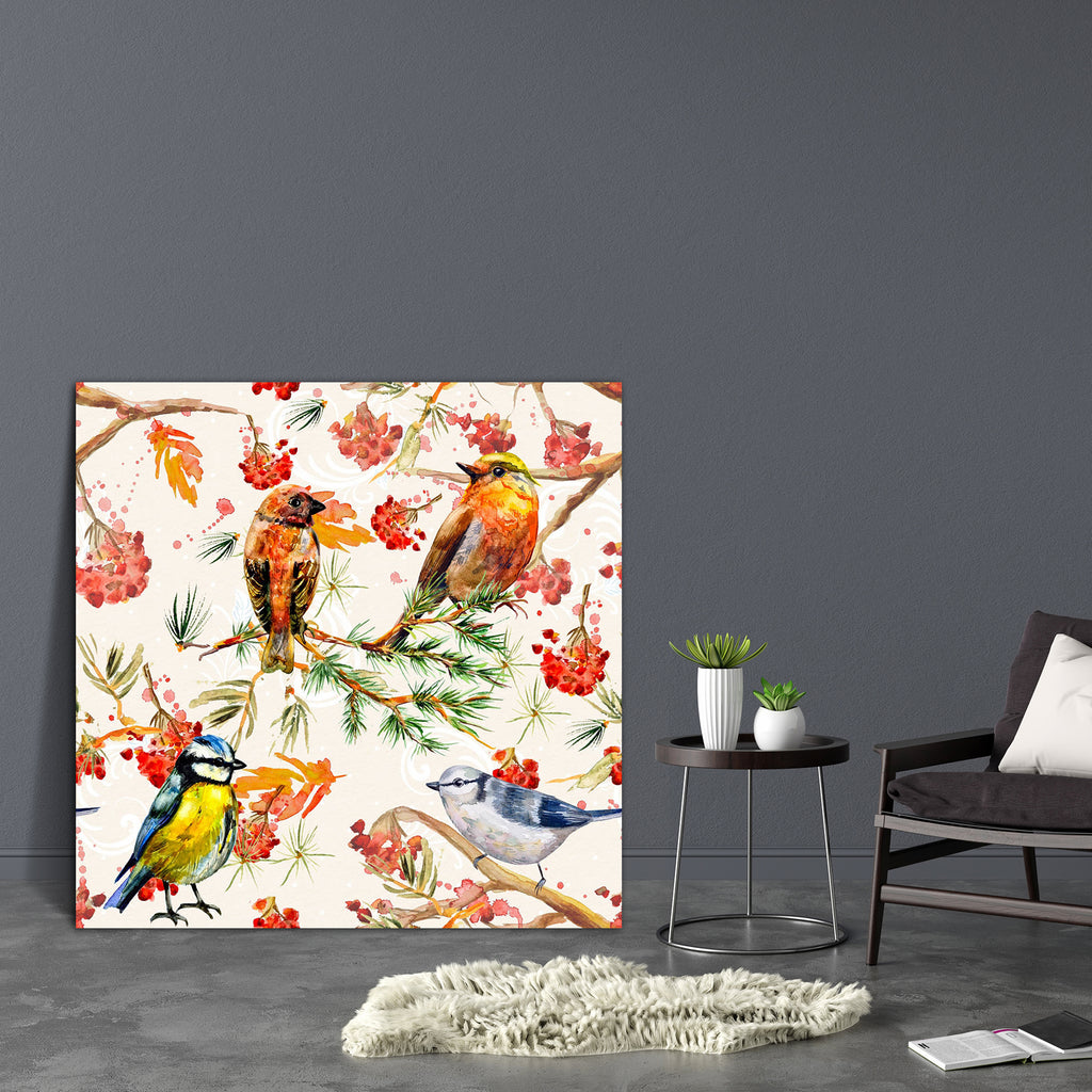 Cute Birds Canvas Painting Synthetic Frame-Paintings MDF Framing-AFF_FR-IC 5004002 IC 5004002, Ancient, Animals, Art and Paintings, Birds, Botanical, Christianity, Decorative, Drawing, Fashion, Floral, Flowers, Historical, Holidays, Illustrations, Medieval, Modern Art, Nature, Patterns, Retro, Scenic, Seasons, Signs, Signs and Symbols, Splatter, Vintage, Watercolour, Wildlife, cute, canvas, painting, synthetic, frame, animal, art, author, background, beautiful, beauty, berry, bird, branch, card, christmas, 