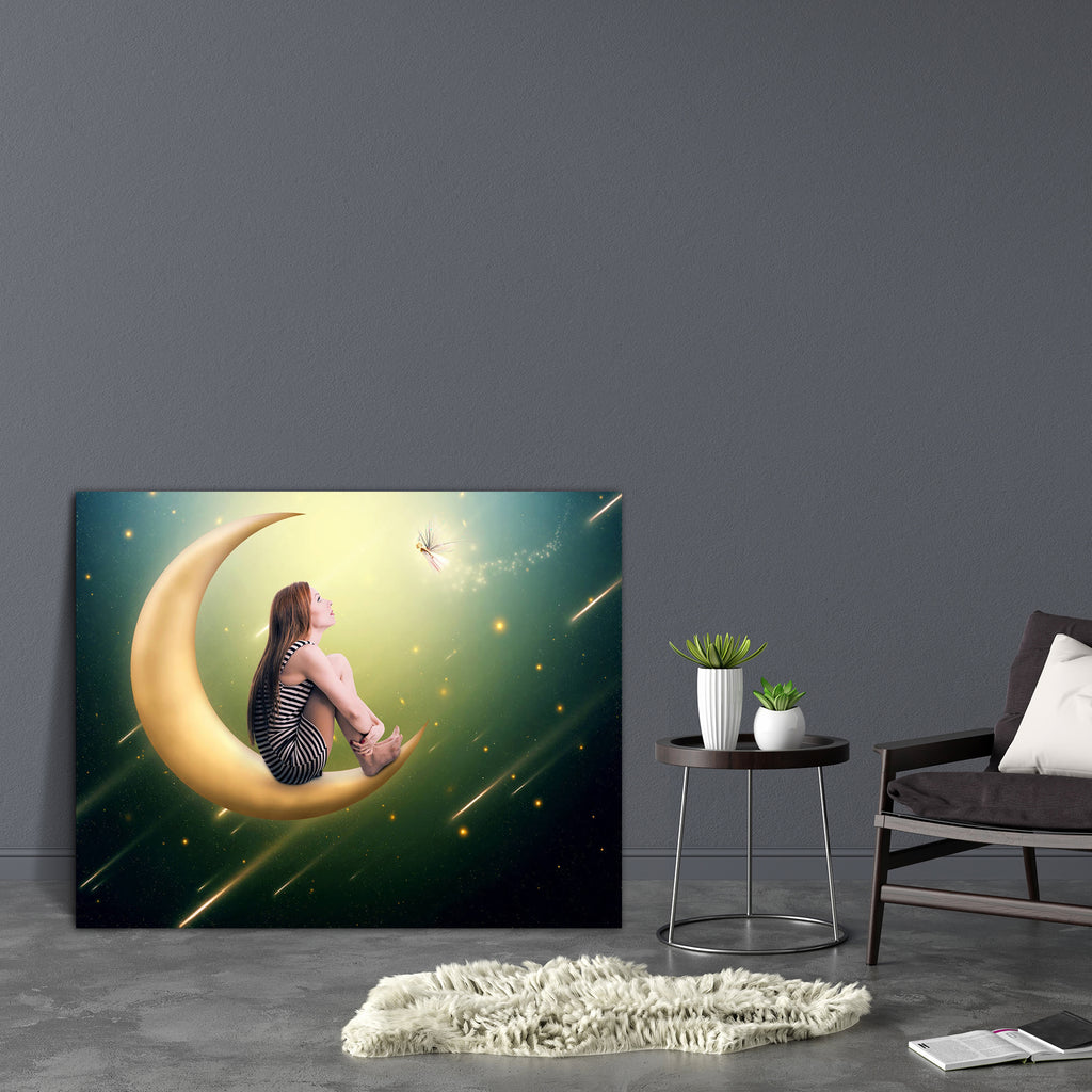 Lonely Thoughtful Woman Canvas Painting Synthetic Frame-Paintings MDF Framing-AFF_FR-IC 5004013 IC 5004013, Astronomy, Cosmology, Fantasy, Holidays, Illustrations, Signs, Signs and Symbols, Space, Stars, lonely, thoughtful, woman, canvas, painting, synthetic, frame, half, moon, new, full, beautiful, comet, cosmos, crescent, cute, design, dream, dreamy, dress, eclipse, evening, fairy, female, feminine, fly, fun, girl, glamorous, hair, happy, holiday, illustration, lady, legs, light, loneliness, magic, night,