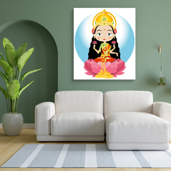 Hindu Goddess Lakshmi D1 Canvas Painting Synthetic Frame-Paintings MDF Framing-AFF_FR-IC 5004014 IC 5004014, Art and Paintings, Buddhism, Coins, Culture, Dance, Ethnic, Hinduism, Music and Dance, Nature, Paintings, Religion, Religious, Scenic, Space, Spiritual, Traditional, Tribal, World Culture, hindu, goddess, lakshmi, d1, canvas, painting, for, bedroom, living, room, engineered, wood, frame, abundance, beauty, coin, concepts, and, ideas, courage, crown, devotee, elegance, energy, eternity, expertise, for