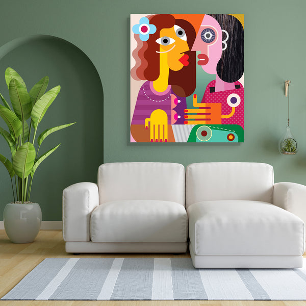 Portrait Of Two Women D1 Canvas Painting Synthetic Frame-Paintings MDF Framing-AFF_FR-IC 5004026 IC 5004026, Abstract Expressionism, Abstracts, Art and Paintings, Botanical, Fine Art Reprint, Floral, Flowers, Illustrations, Individuals, Love, Nature, Old Masters, Portraits, Romance, Semi Abstract, portrait, of, two, women, d1, canvas, painting, for, bedroom, living, room, engineered, wood, frame, abstract, art, boyfriend, color, couple, face, female, fine, flower, girl, girlfriend, hair, hand, look, lover, 
