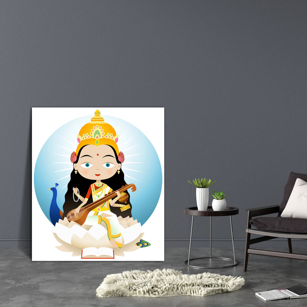 Hindu Goddess Saraswati D1 Canvas Painting Synthetic Frame-Paintings MDF Framing-AFF_FR-IC 5004027 IC 5004027, Art and Paintings, Books, Buddhism, Calligraphy, Culture, Entertainment, Ethnic, Goddess Saraswati, Hinduism, Indian, Music, Music and Dance, Music and Musical Instruments, Nature, Paintings, Religion, Religious, Scenic, Space, Spiritual, Traditional, Tribal, World Culture, hindu, goddess, saraswati, d1, canvas, painting, synthetic, frame, art, arts, and, beautiful, beauty, in, book, concepts, idea