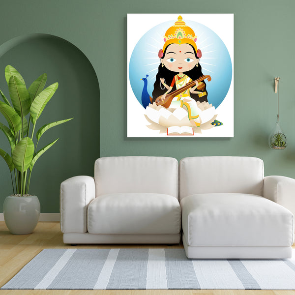Hindu Goddess Saraswati D1 Canvas Painting Synthetic Frame-Paintings MDF Framing-AFF_FR-IC 5004027 IC 5004027, Art and Paintings, Books, Buddhism, Calligraphy, Culture, Entertainment, Ethnic, Goddess Saraswati, Hinduism, Indian, Music, Music and Dance, Music and Musical Instruments, Nature, Paintings, Religion, Religious, Scenic, Space, Spiritual, Traditional, Tribal, World Culture, hindu, goddess, saraswati, d1, canvas, painting, for, bedroom, living, room, engineered, wood, frame, art, arts, and, beautifu