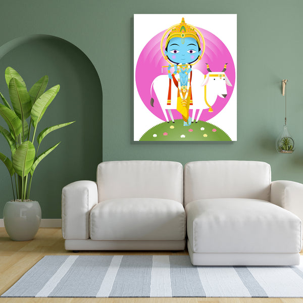 Hindu God Krishna D1 Canvas Painting Synthetic Frame-Paintings MDF Framing-AFF_FR-IC 5004030 IC 5004030, Animated Cartoons, Art and Paintings, Buddhism, Caricature, Cartoons, Culture, Ethnic, God Krishna, God Vishnu, Hinduism, Illustrations, Love, Nature, Paintings, Religion, Religious, Romance, Scenic, Space, Spiritual, Traditional, Tribal, World Culture, hindu, god, krishna, d1, canvas, painting, for, bedroom, living, room, engineered, wood, frame, beautiful, blue, child, concepts, and, ideas, cow, crown,