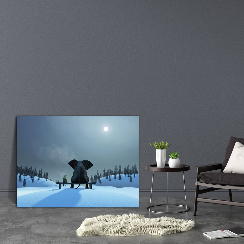 Elephant & Dog D4 Canvas Painting Synthetic Frame-Paintings MDF Framing-AFF_FR-IC 5004033 IC 5004033, Animals, Automobiles, Christianity, Friends, Holidays, Landscapes, Mountains, Scenic, Transportation, Travel, Vehicles, elephant, dog, d4, canvas, painting, synthetic, frame, concept, happiness, back, background, bench, christmas, cold, contemplation, couple, fir, tree, friendship, hill, holiday, landscape, light, looking, miracle, moonlit, night, outdoor, relaxation, scene, sitting, snow, spruce, together,