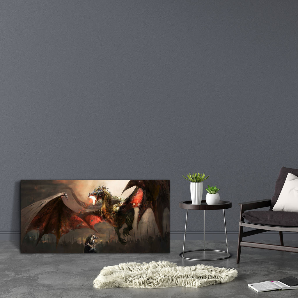Knight Fighting Dragon D4 Canvas Painting Synthetic Frame-Paintings MDF Framing-AFF_FR-IC 5004039 IC 5004039, Ancient, Animals, Art and Paintings, Drawing, Fantasy, Illustrations, Medieval, Mountains, Vintage, knight, fighting, dragon, d4, canvas, painting, synthetic, frame, art, fire, dragons, warrior, war, animal, attack, battle, big, breath, creature, danger, destruction, drawings, evil, fairytale, fantastic, fear, fearful, fictional, field, flight, hunt, illustration, imagination, king, large, legend, m