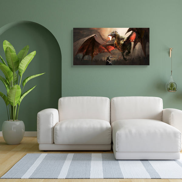 Knight Fighting Dragon D4 Canvas Painting Synthetic Frame-Paintings MDF Framing-AFF_FR-IC 5004039 IC 5004039, Ancient, Animals, Art and Paintings, Drawing, Fantasy, Illustrations, Medieval, Mountains, Vintage, knight, fighting, dragon, d4, canvas, painting, for, bedroom, living, room, engineered, wood, frame, art, fire, dragons, warrior, war, animal, attack, battle, big, breath, creature, danger, destruction, drawings, evil, fairytale, fantastic, fear, fearful, fictional, field, flight, hunt, illustration, 