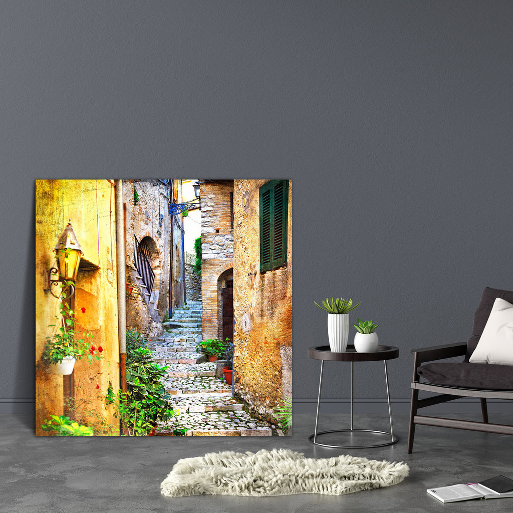 Charming Old Streets Of Italian Villages Canvas Painting Synthetic Frame-Paintings MDF Framing-AFF_FR-IC 5004045 IC 5004045, Ancient, Architecture, Art and Paintings, Automobiles, Botanical, Countries, Culture, Ethnic, Floral, Flowers, Greek, Historical, Italian, Marble and Stone, Medieval, Nature, Retro, Signs, Signs and Symbols, Traditional, Transportation, Travel, Tribal, Vehicles, Vintage, World Culture, charming, old, streets, of, villages, canvas, painting, synthetic, frame, italy, doors, street, town