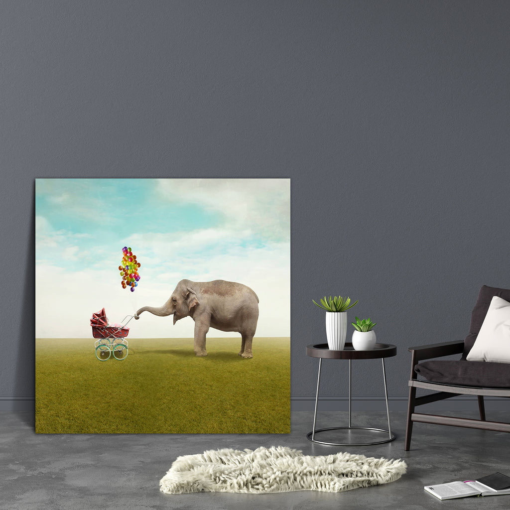 Elephant Leading Walking Her Child In A Wheelchair Canvas Painting Synthetic Frame-Paintings MDF Framing-AFF_FR-IC 5004046 IC 5004046, Animals, Art and Paintings, Fantasy, Illustrations, Surrealism, elephant, leading, walking, her, child, in, a, wheelchair, canvas, painting, synthetic, frame, animal, art, artistic, balloon, cloud, colorful, concept, creativity, detail, field, funny, grass, happiness, happy, idea, illustration, illustrative, imagination, joy, mammal, maternity, motherhood, pachyderm, profile