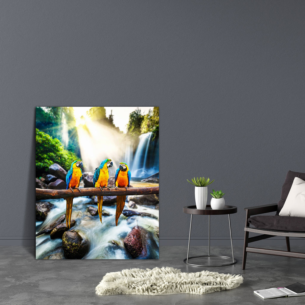 Blue & Yellow Macaw D2 Canvas Painting Synthetic Frame-Paintings MDF Framing-AFF_FR-IC 5004047 IC 5004047, Animals, Birds, Nature, Scenic, Tropical, Wildlife, blue, yellow, macaw, d2, canvas, painting, synthetic, frame, parrot, animal, waterfall, parrots, jungle, waterfalls, colorful, ara, ararauna, aves, beauty, in, bird, and, blurred, motion, branch, bright, color, colour, colourful, creature, creatures, day, daytime, forest, idyllic, jungles, peaceful, rain, rainforest, serene, skies, sky, sun, rays, sun