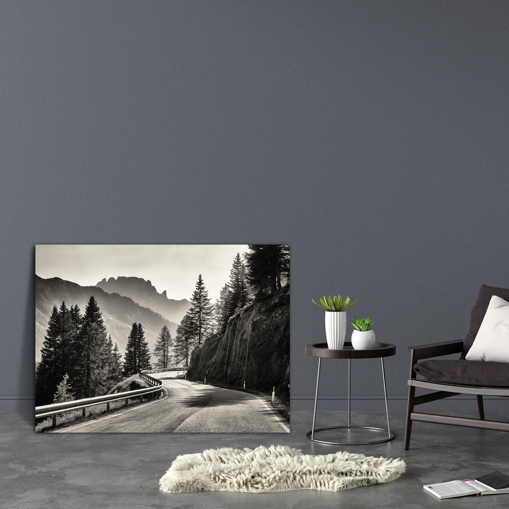 Country Road At The European Alps Canvas Painting Synthetic Frame-Paintings MDF Framing-AFF_FR-IC 5004062 IC 5004062, Black and White, Countries, Landscapes, Mountains, Nature, Photography, Scenic, White, country, road, at, the, european, alps, canvas, painting, synthetic, frame, black, and, landscape, asphalt, autumn, back, lit, blue, clear, sky, color, image, curve, day, diagonal, directly, above, dividing, line, empty, forest, grass, gray, green, high, angle, view, hill, idyllic, lane, looking, down, mea
