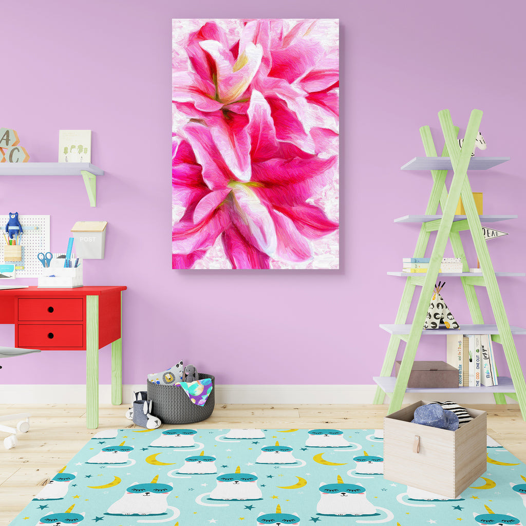 Pink Lilies D2 Canvas Painting Synthetic Frame – ArtzFolio.com