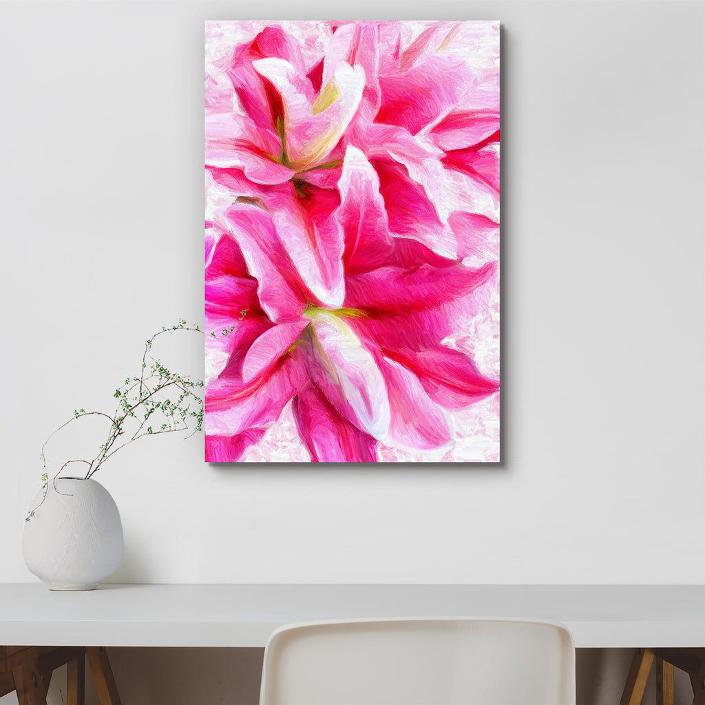 Pink Lilies D2 Canvas Painting Synthetic Frame – ArtzFolio.com