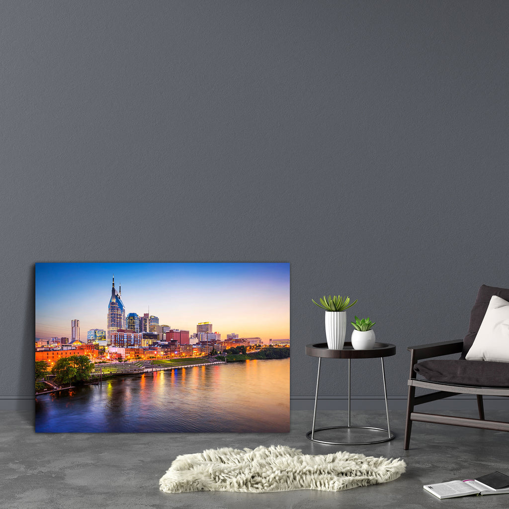 Downtown Skyline On Cumberland River, Tennessee USA Canvas Painting Synthetic Frame-Paintings MDF Framing-AFF_FR-IC 5004081 IC 5004081, American, Architecture, Automobiles, Cities, City Views, Landmarks, Music, Music and Dance, Music and Musical Instruments, Places, Skylines, Sunsets, Transportation, Travel, Urban, Vehicles, downtown, skyline, on, cumberland, river, tennessee, usa, canvas, painting, synthetic, frame, nashville, scenery, america, attraction, bridge, broadway, buildings, business, district, c