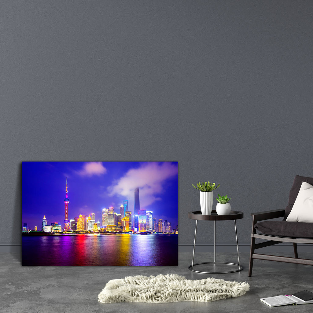Shanghai City Skyline Of Pudong District, China D2 Canvas Painting Synthetic Frame-Paintings MDF Framing-AFF_FR-IC 5004082 IC 5004082, Architecture, Asian, Automobiles, Business, Chinese, Cities, City Views, Landmarks, Modern Art, Places, Skylines, Sunsets, Transportation, Travel, Vehicles, shanghai, city, skyline, of, pudong, district, china, d2, canvas, painting, synthetic, frame, asia, attraction, buildings, cbd, central, cityscape, destination, downtown, dusk, evening, famous, finance, financial, landma